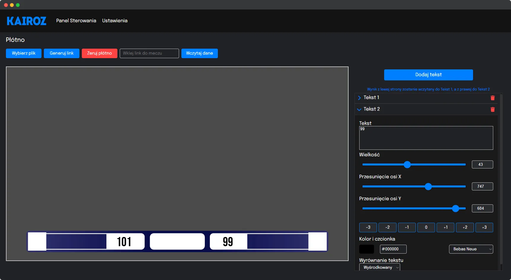 Podgląd aplikacji Kairoz